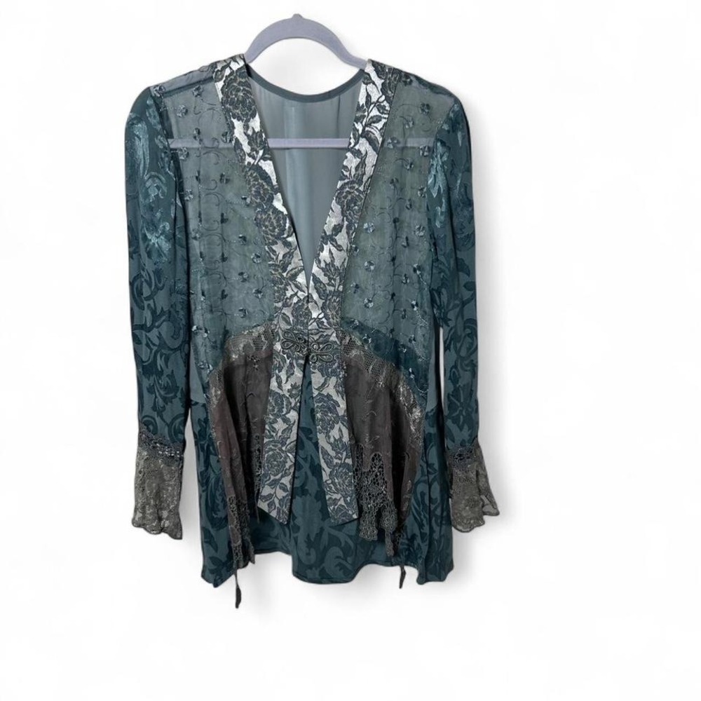 Spencer Alexis Vintage Purple Sheer Lace Kimono Cardigan‎ Top Whimsy Floral Y2K